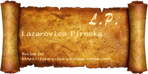 Lazarovics Piroska névjegykártya